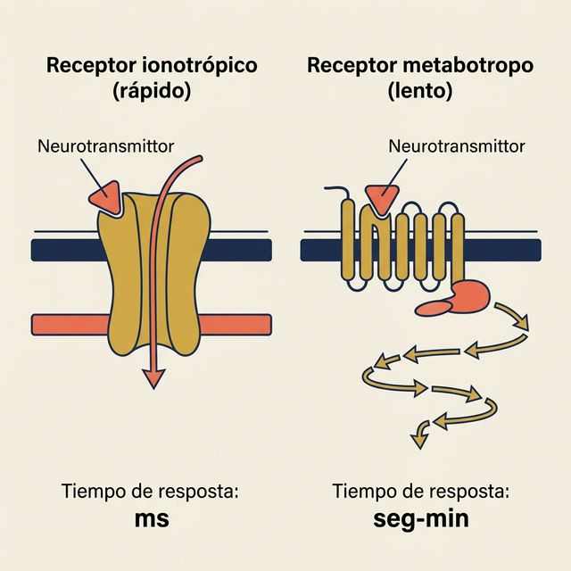 Comparación de receptores ionotrópicos vs metabotropos