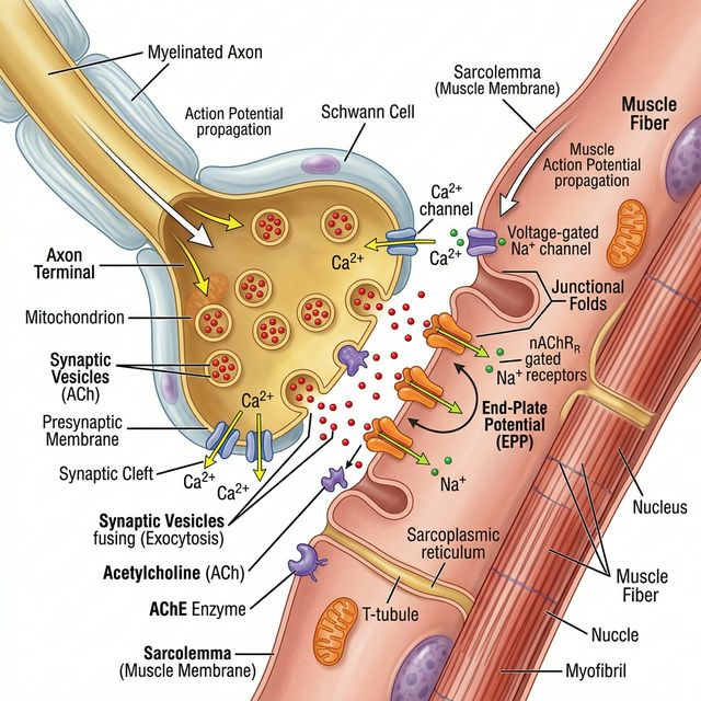 Uni&oacute;n neuromuscular: liberaci&oacute;n de acetilcolina